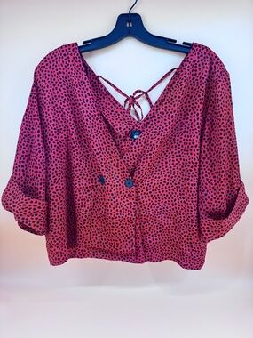Topshop Top Red Black Women’s US10 Dalmatian 175/95A